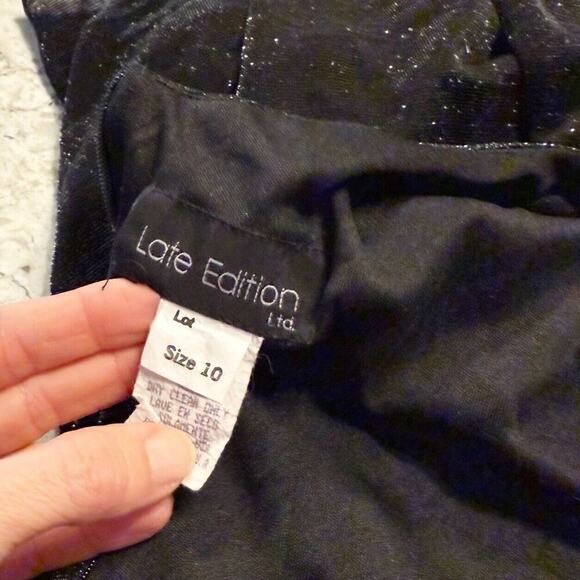 Vintage 80s 90s Black Silver Festive Swing Skater Mini Dress M/L USA Union Made - Picture 11 of 13